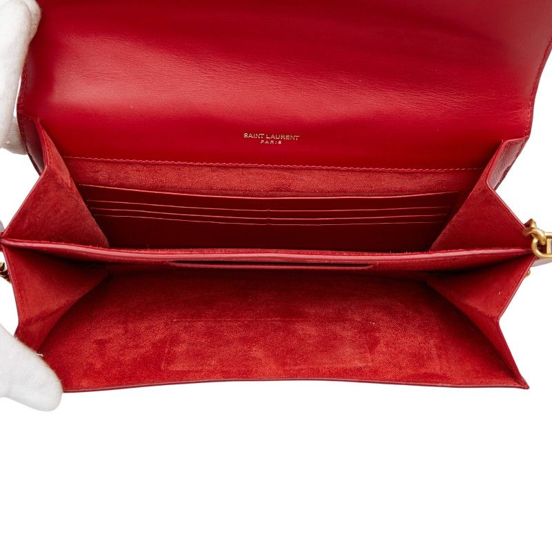 Saint Laurent Zoe Chain Shoulder Bag Red Leather — view 6