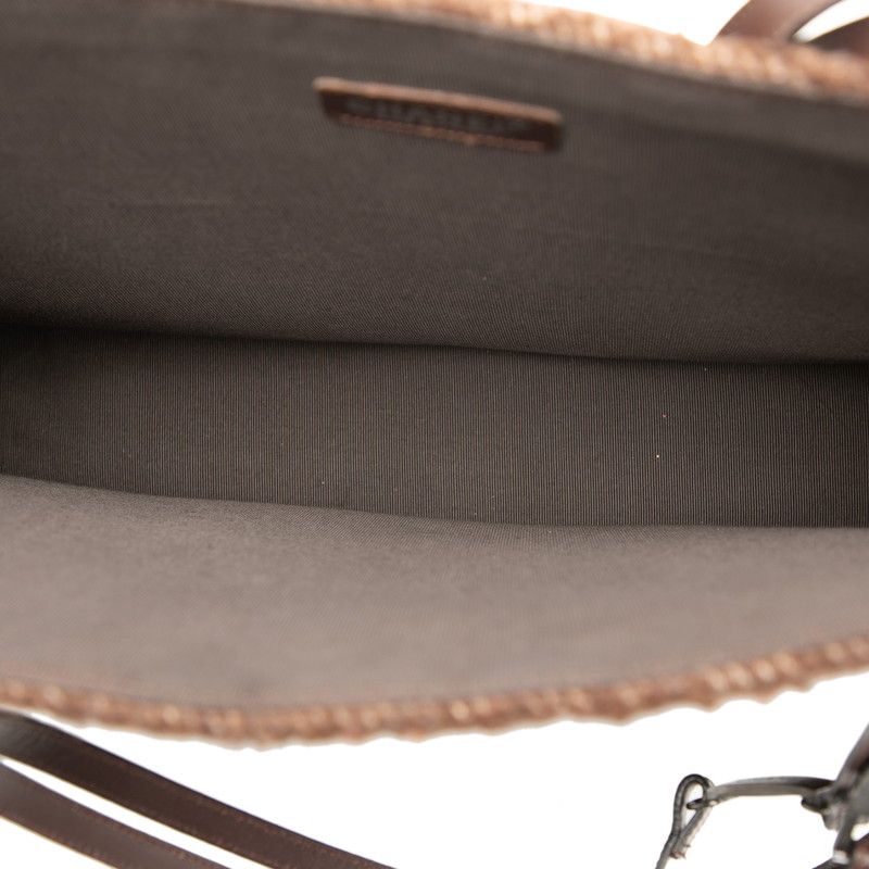 Chanel Logo Tote Shoulder Bag Brown Shearling Leather — view 4