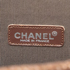 Chanel Logo Tote Shoulder Bag Brown Shearling Leather — view 5