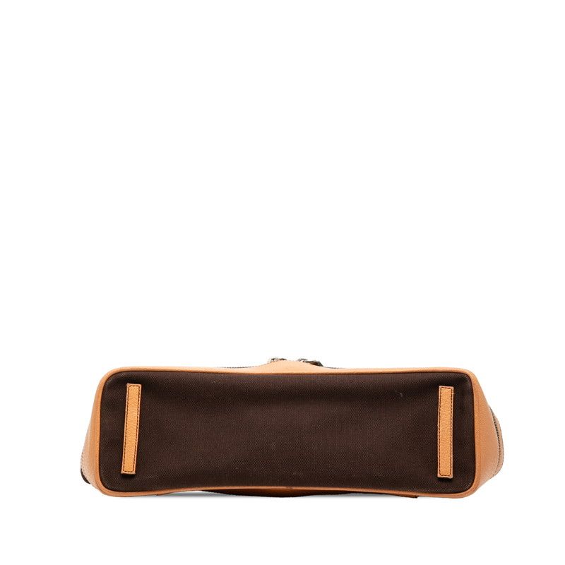 Prada Logo Shoulder Bag Brown Canvas Leather — view 3
