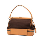 Prada Logo Shoulder Bag Brown Canvas Leather — view 2