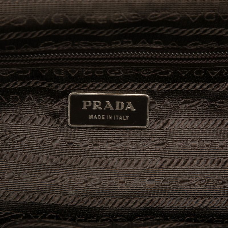 Prada Logo Shoulder Bag Brown Canvas Leather — view 5