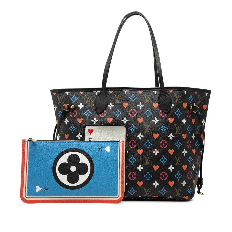 Louis Vuitton Gameon Monogram Neverfull MM Tote Shoulder Bag Black — view 8