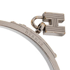 Hermes Kelly Cadena Bangle Bracelet Silver Red Metal Leather — view 4