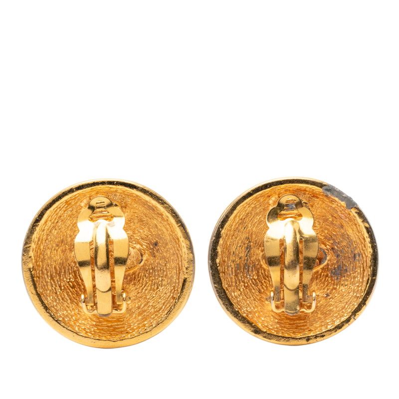 Chanel CC Logo Round Gold Plated Earrings — view 2