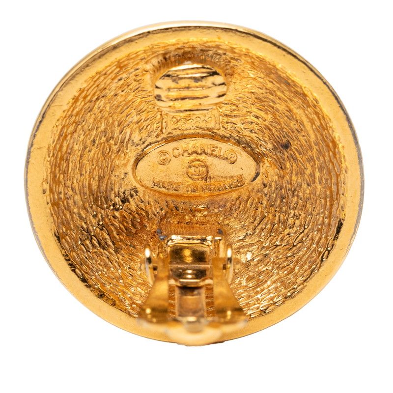 Chanel CC Logo Round Gold Plated Earrings — view 3