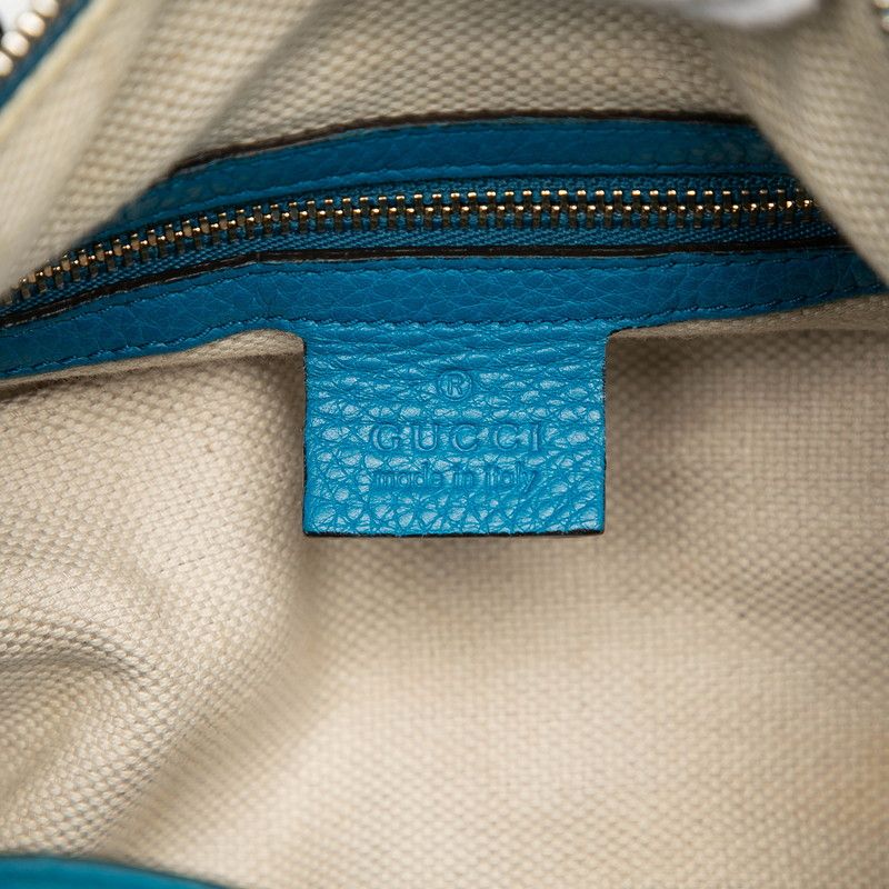 Gucci Soho Interlocking Tassel Mini Boston Bag Blue Leather — view 5