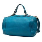 Gucci Soho Interlocking Tassel Mini Boston Bag Blue Leather — view 2