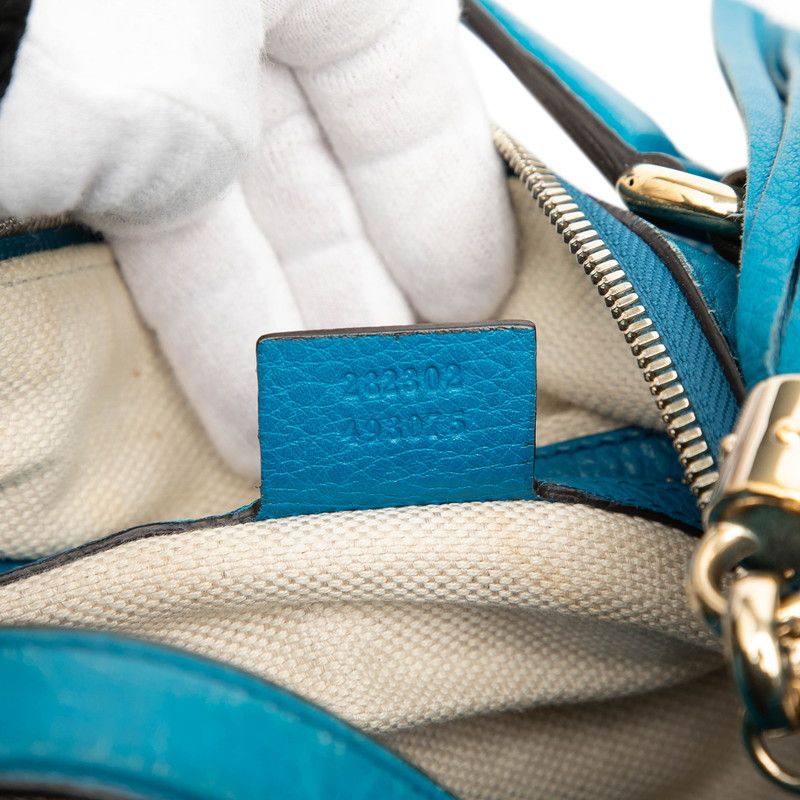 Gucci Soho Interlocking Tassel Mini Boston Bag Blue Leather — view 6