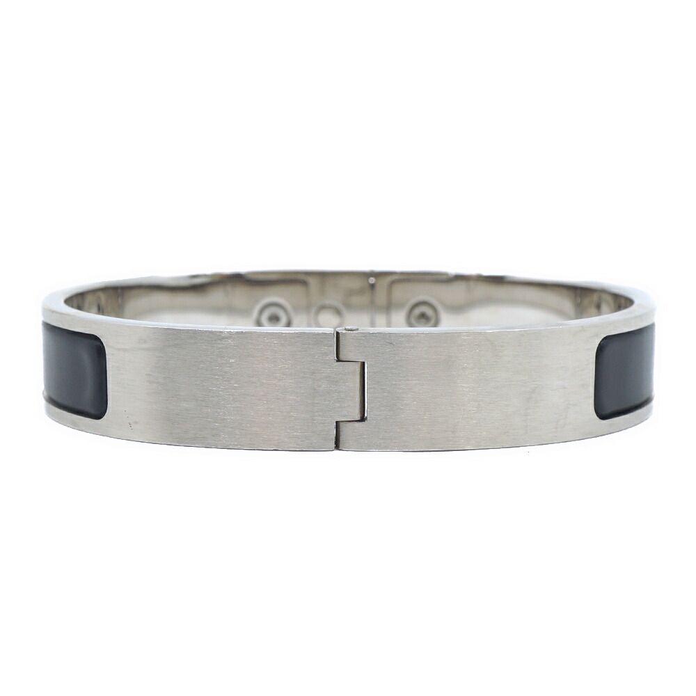 Hermes Kelly Bracelet Bangle Black Silver — view 3
