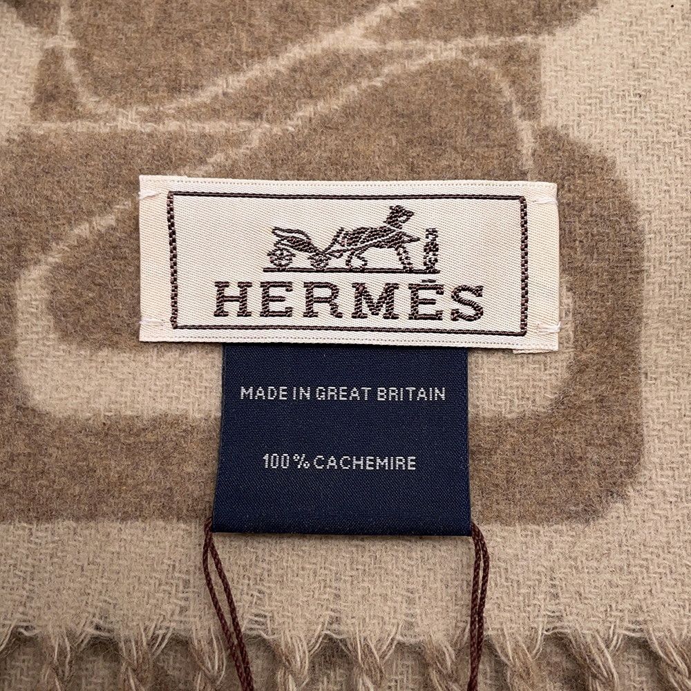 Hermes Scarf Click Se Nue Cashmere Shawl Brown Marron-glace Cles — view 4
