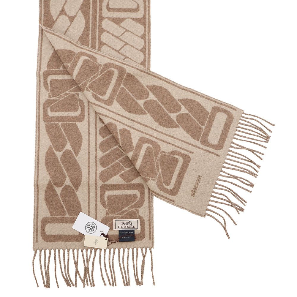 Hermes Scarf Click Se Nue Cashmere Shawl Brown Marron-glace Cles — view 2