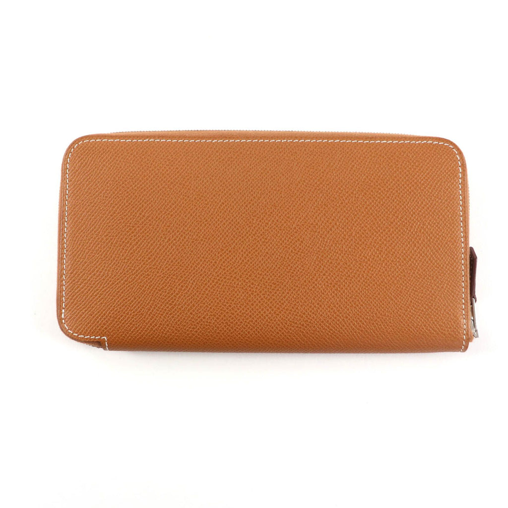 Hermes Azap Long Silk in Gold Veau Silver Round Zip Wallet — view 3