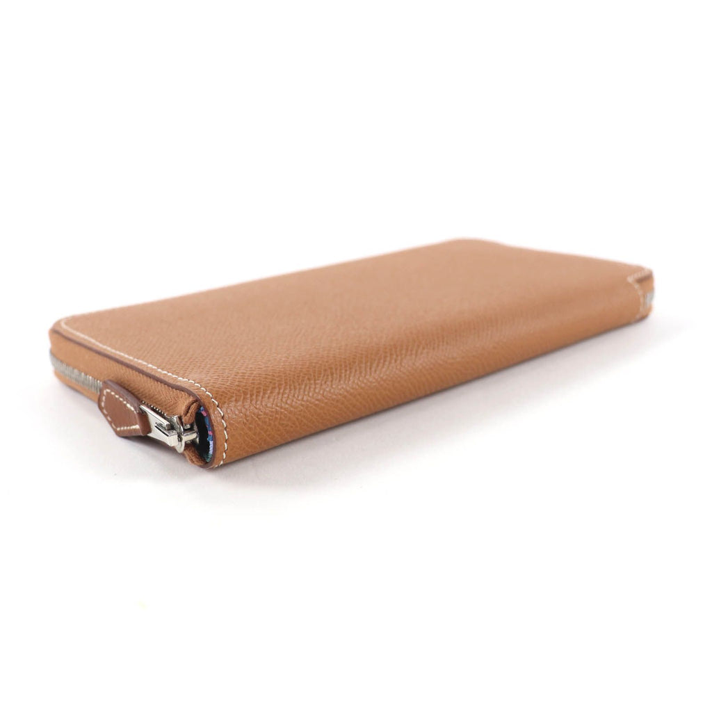 Hermes Azap Long Silk in Gold Veau Silver Round Zip Wallet — view 4