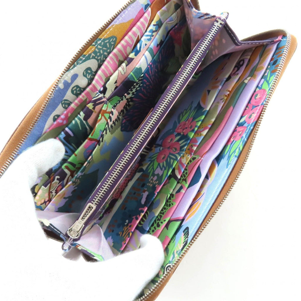 Hermes Azap Long Silk in Gold Veau Silver Round Zip Wallet — view 7