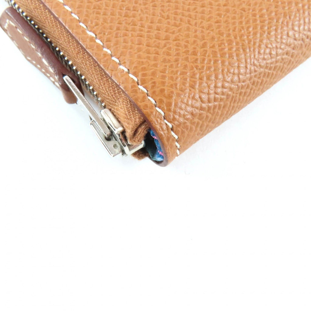 Hermes Azap Long Silk in Gold Veau Silver Round Zip Wallet — view 5