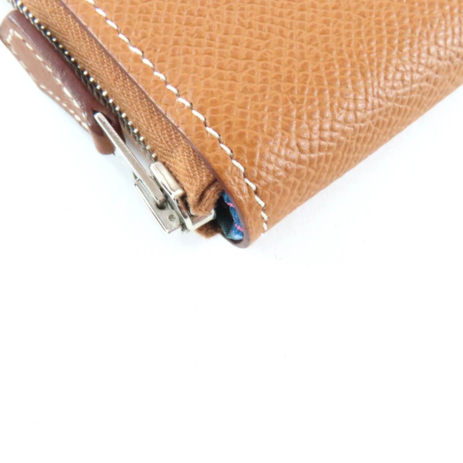 Hermes Azap Long Silk in Gold Veau Silver Round Zip Wallet — view 5