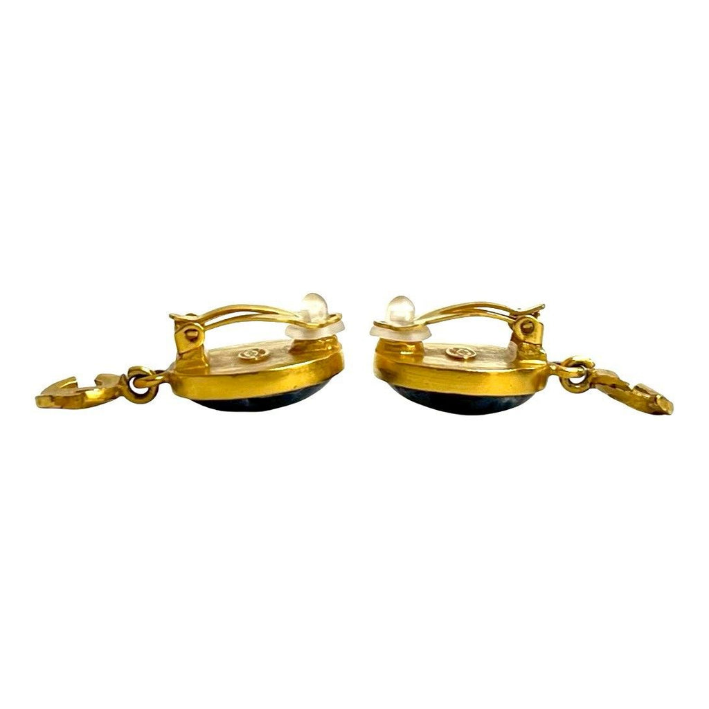 Chanel with Comment CC Logo Marblestone Earrings — view 3