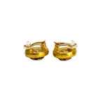 Chanel with Rice Vintage Gripoix CC Logo Earrings Gold Green — view 3