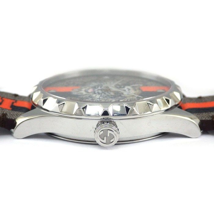Gucci Watch Timeless 126.4 Taiga Beige GG Supreme Fabric Dial — view 2