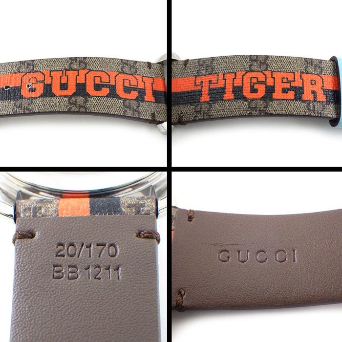 Gucci Watch Timeless 126.4 Taiga Beige GG Supreme Fabric Dial — view 5