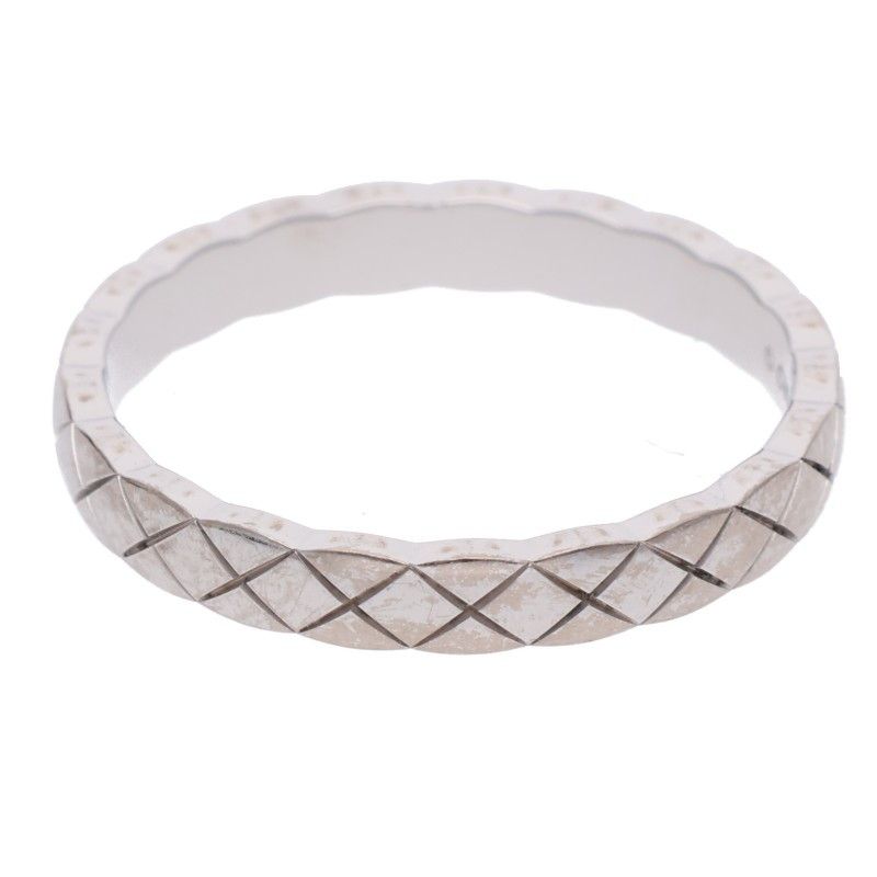 Chanel Coco Crush Small 18K White Gold Quilted Ring 61 — view 5
