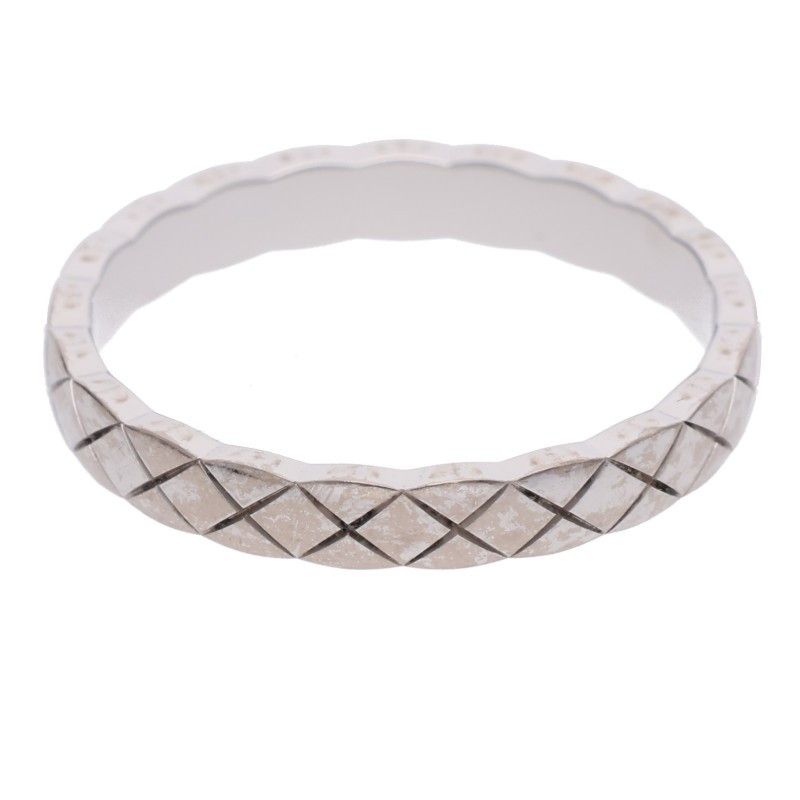 Chanel Coco Crush Small 18K White Gold Quilted Ring 61 — view 2