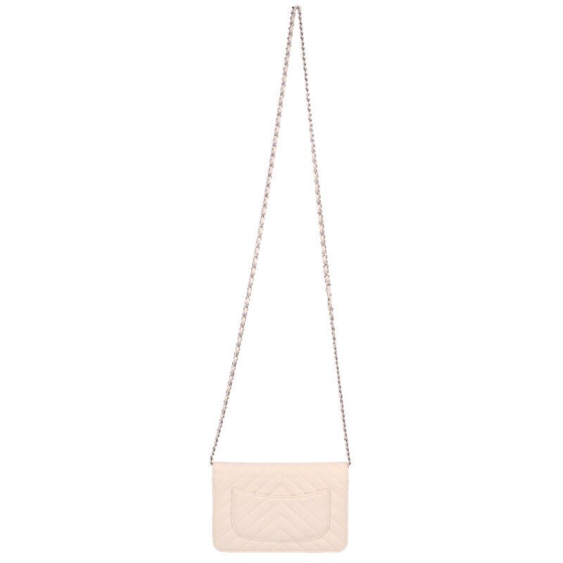 Chanel Chevron Caviar Leather Chain Wallet — view 2