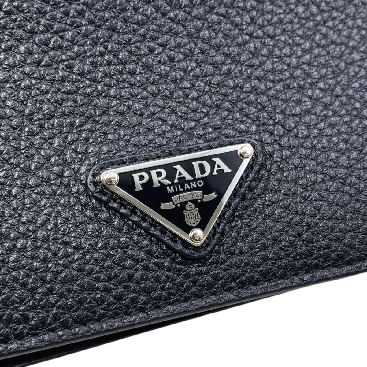 Prada Card Case Passport Calf Leather Triangle Logo — view 5