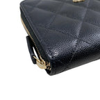 Chanel Bifold Wallet Small Zip Quilted Caviar Leather CC Logo — view 3
