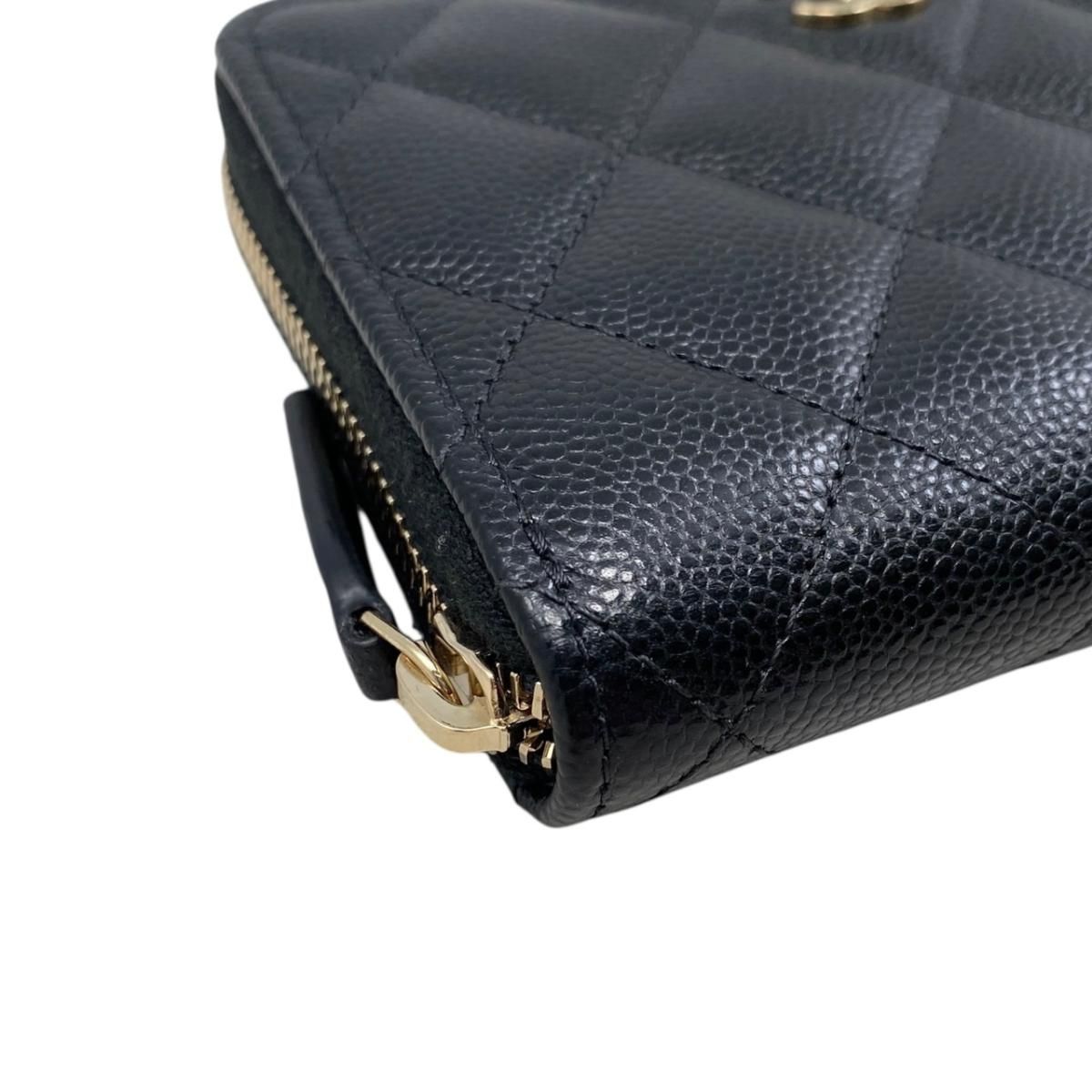 Chanel Bifold Wallet Small Zip Quilted Caviar Leather CC Logo — view 3