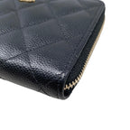 Chanel Bifold Wallet Small Zip Quilted Caviar Leather CC Logo — view 4