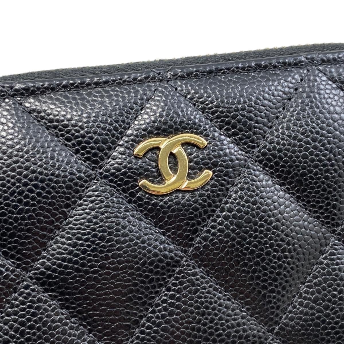 Chanel Bifold Wallet Small Zip Quilted Caviar Leather CC Logo — view 5