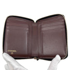 Chanel Bifold Wallet Small Zip Quilted Caviar Leather CC Logo — view 7