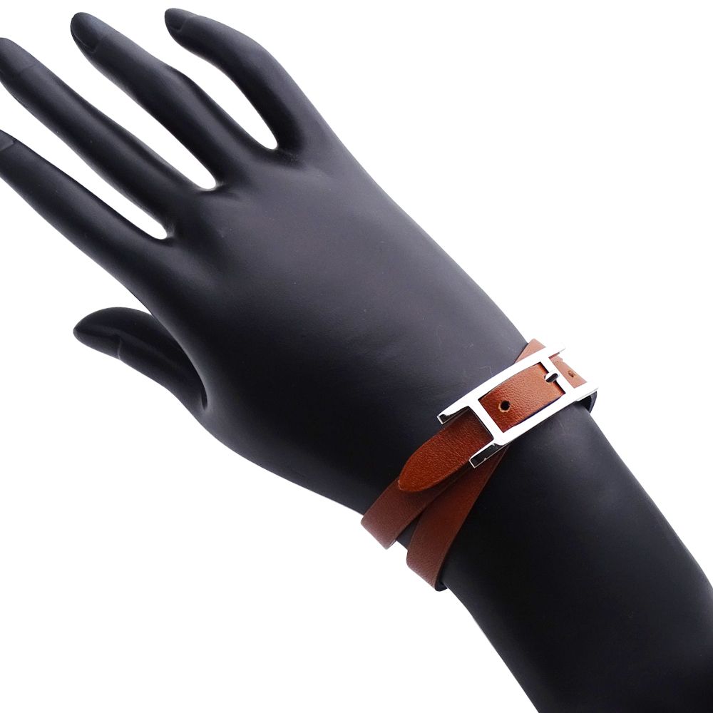 Hermes Bracelet Double Tour Black Brown Silver XS Reversible — view 7
