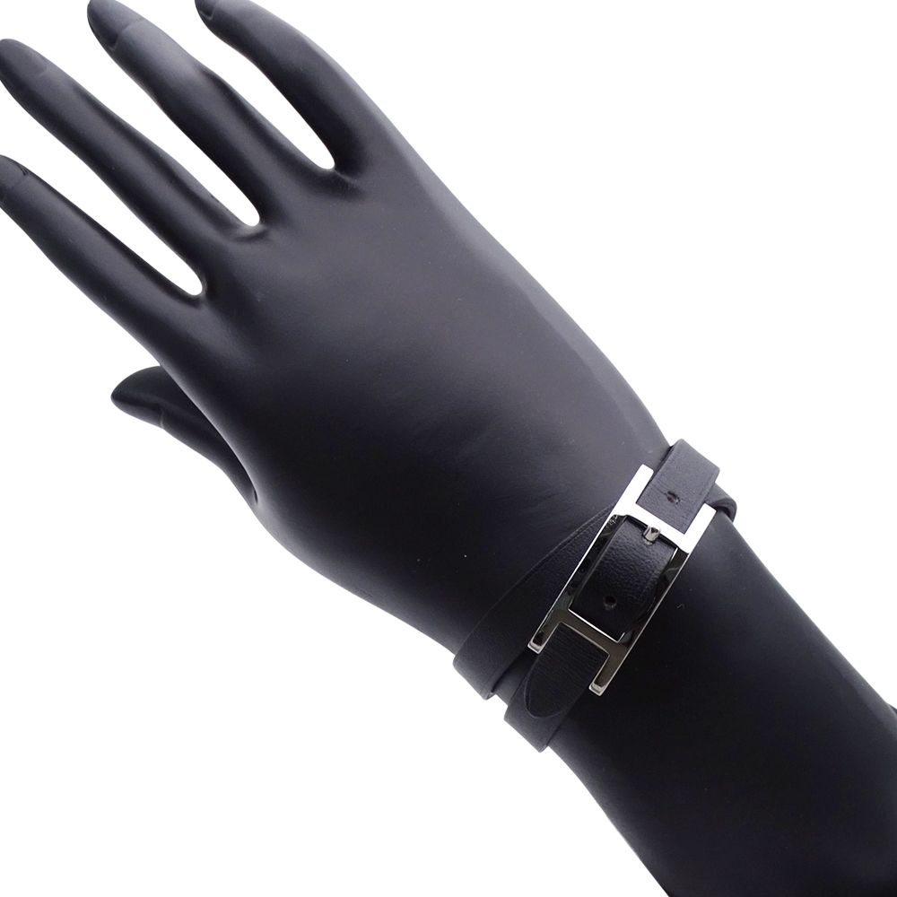 Hermes Bracelet Double Tour Black Brown Silver XS Reversible — view 6