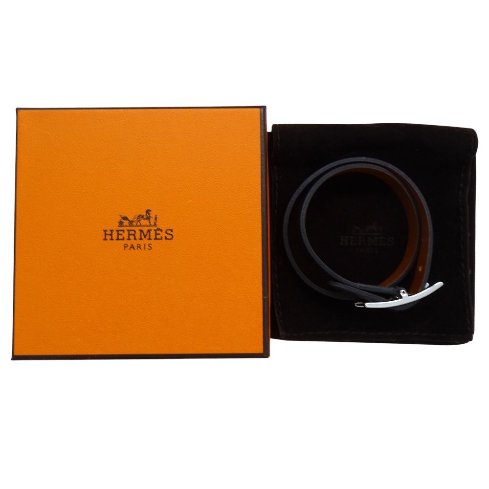 Hermes Bracelet Double Tour Black Brown Silver XS Reversible — view 8