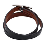 Hermes Bracelet Double Tour Black Brown Silver XS Reversible — view 3