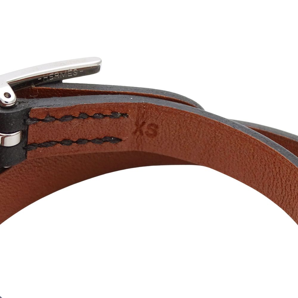 Hermes Bracelet Double Tour Black Brown Silver XS Reversible — view 5