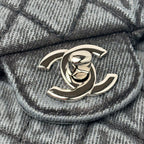 Chanel Bag Quilted Chain Shoulder Washed Denim Black Gray Silver — view 3