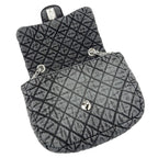 Chanel Bag Quilted Chain Shoulder Washed Denim Black Gray Silver — view 9