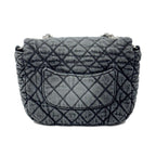 Chanel Bag Quilted Chain Shoulder Washed Denim Black Gray Silver — view 4