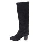 Chanel CC Logo Suede Leather Long Boots Black 37 — view 2