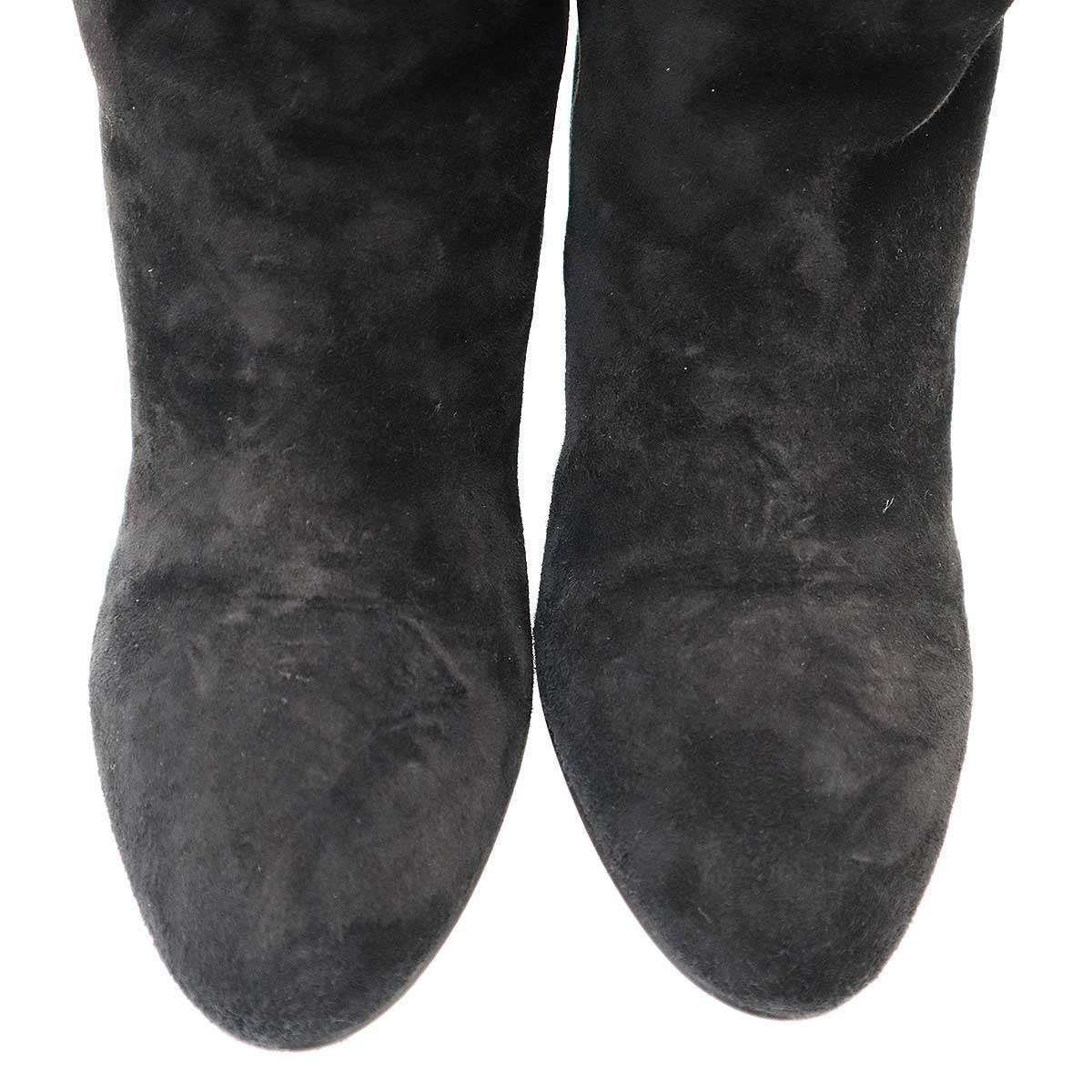Chanel CC Logo Suede Leather Long Boots Black 37 — view 7