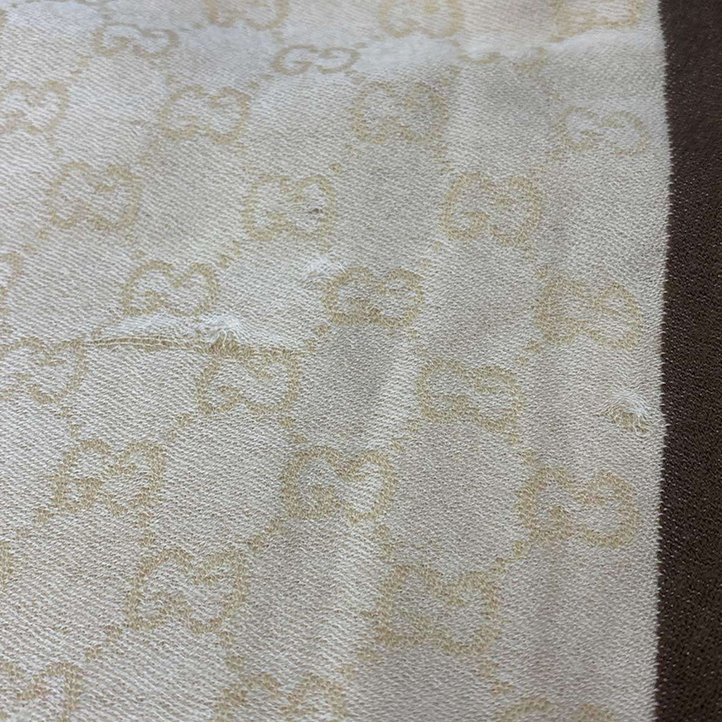 Gucci GG Monogram Striped Wool Silk Shawl Beige — view 4