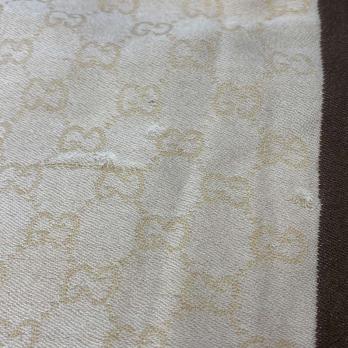 Gucci GG Monogram Striped Wool Silk Shawl Beige — view 4