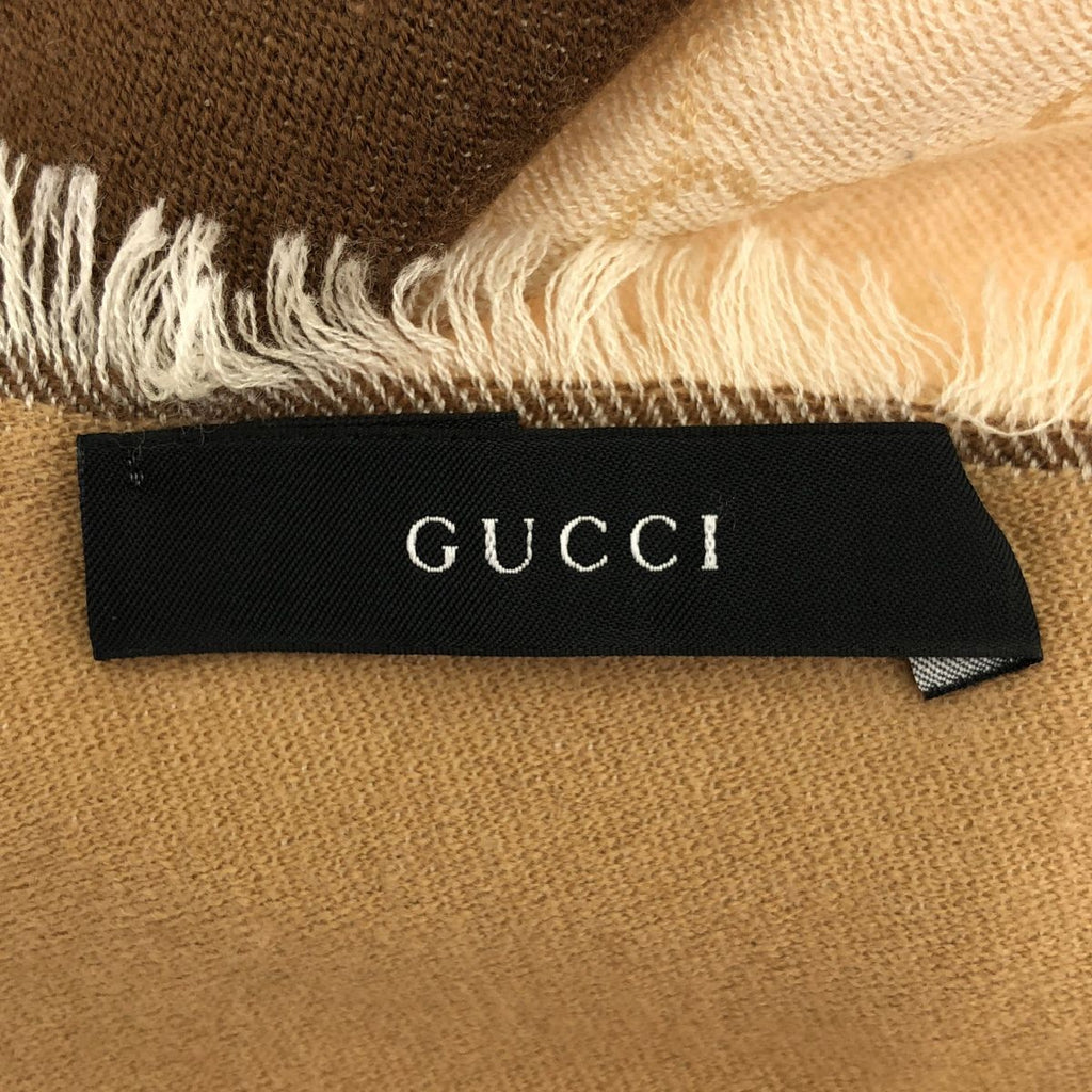 Gucci GG Monogram Striped Wool Silk Shawl Beige — view 3