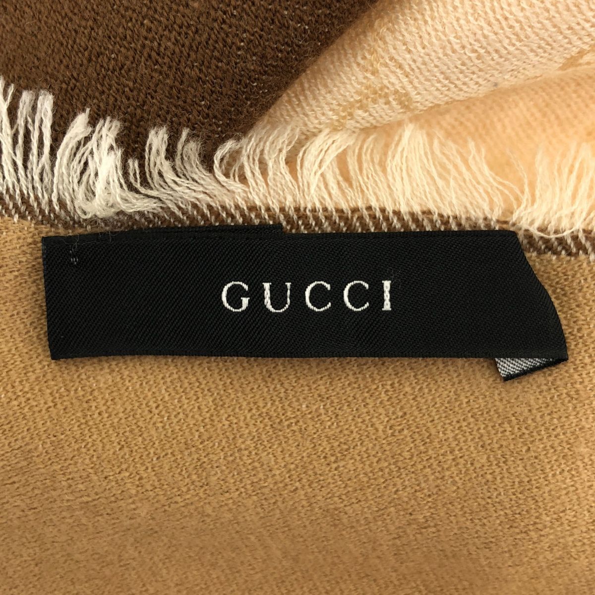 Gucci GG Monogram Striped Wool Silk Shawl Beige — view 3