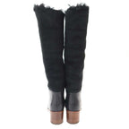 Chanel CC Logo Mouton Leather Long Boots Black 37 — view 3