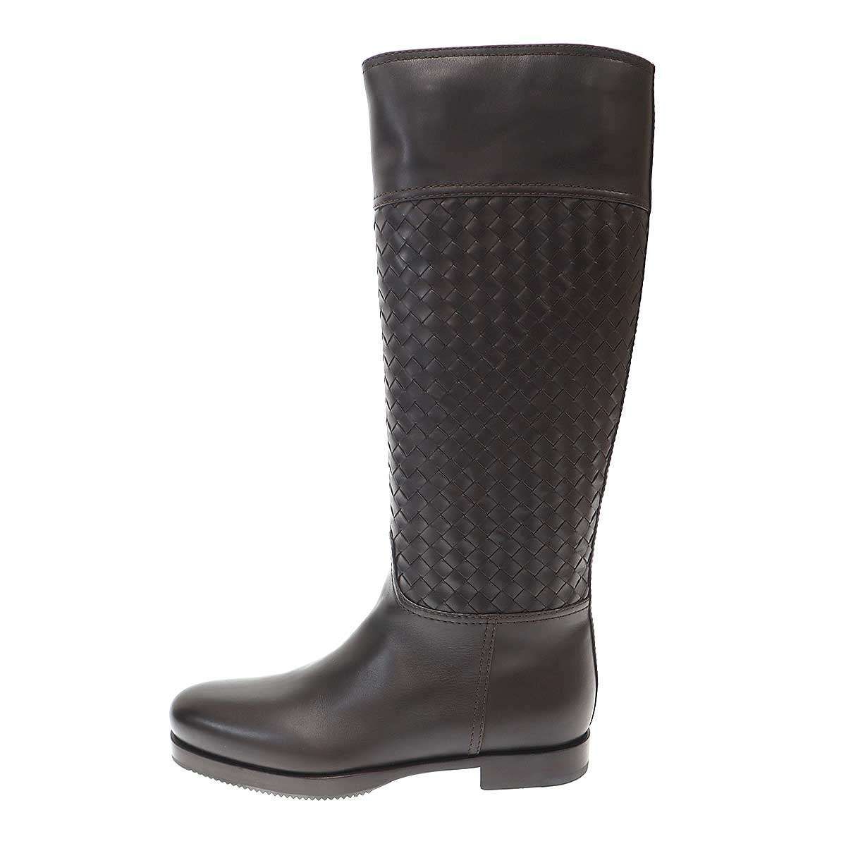 Bottega Veneta Intrecciato Leather Long Boots Brown 36 — view 2